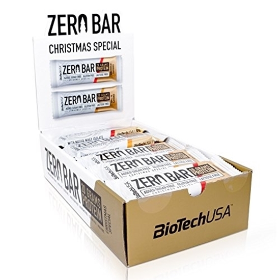 Picture of BioTech USA Zero Bar X-MAS Edition Mix Box, 20 x 50g, LOW CARB & LOW FAT, 45% PROTEIN, 0% Sugar, perfect for diet, any taste 10x