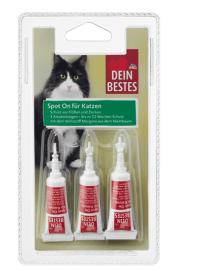 Picture of Accessories for cats, Spot On drops, protection against fleas & ticks, 3 x 1 ml, 3 ml