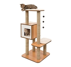Picture of Vesper Cat Furniture "High Base" walnut - Cube Cave with two platforms