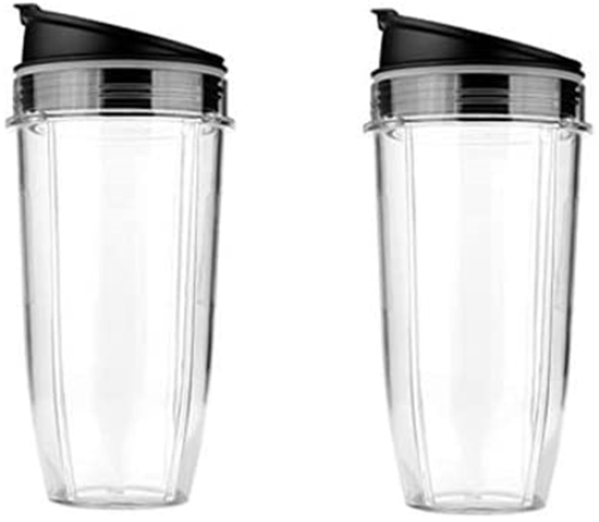 Picture of 2Pcs 24oz Mug & Lid Replacement Set, Fit for Nutri Ninja Auto IQ and Duo Blenders, BL480, BL490, BL640, and BL680