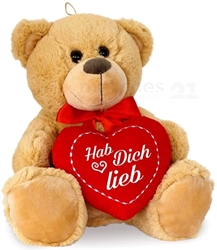 Изображение matches21 teddy bear with heart , 25 cm light brown