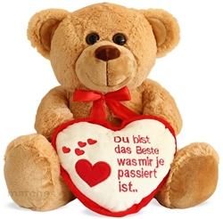 Picture of Matches21 Teddy Bear Teddy With Heart, Light Brown/beige 35 Cm 