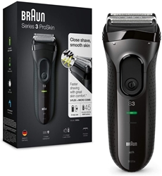 Picture of Braun Series 3 ProSkin 3020s electric shaver, rechargeable shaver men, black