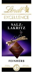 Picture of Lindt EXCELLENCE bar, fine bitter chocolate refined with salt and liquorice, 1-pack (1 x 100 g)