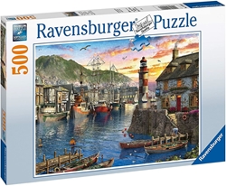 Picture of Ravensburger Puzzle In the morning at the harbor - 500 pieces