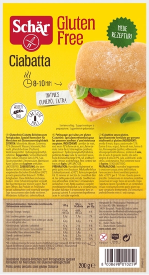 Picture of Schär Rolls, ciabatta baked rolls, gluten-free, 200 g