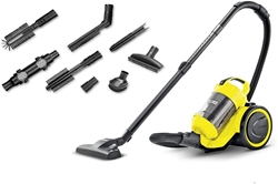 Picture of Karcher vacuum cleaner VC 3 bagless,  highly efficient Hepa filter, 700 Watt, yellow/black, handy, quiet and allergy friendly + cleaning accessory set