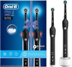 Picture of Oral-B PRO 2 2900 Black Edition Twin Pack Electric Toothbrush, BlaBlack & Soft Clean Replacement Toothbrush Heads (Pack of 6)