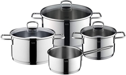 Picture of WMF 4-Piece Silit Alicante Set of Saucepans with Glass Lid Polished Stainless Steel Suitable for Induction Cookers Dishwasher Safe