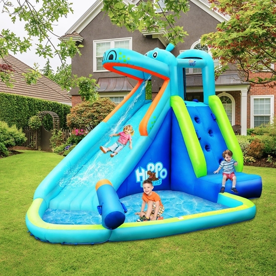 Picture of COSTWAY bouncy castle "water slide, inflatable play pool, water play center", inflatable, 350x300x225cm, without blower