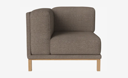 Picture of Cozy back module with left armrest - Small, Memory - Fabric, Light Brown, Legs: Oak oiled