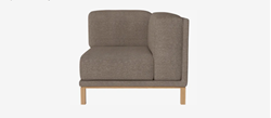 Picture of Cozy back module with right armrest - Small, Memory - Fabric, Light Brown, Legs: Oak oiled