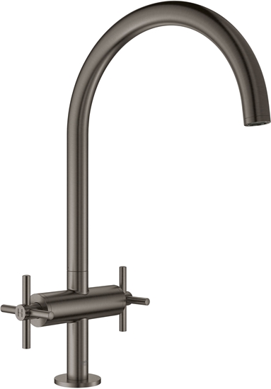 Picture of Grohe Atrio sink 2-handle fitting 30362AL0 brushed hard graphite, with C-spout with mousseur