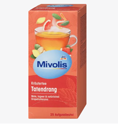 Picture of Mivolis "Activity" herbal tea with mate, ginger, grapefruit (25 bags), 45 g
